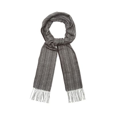 Dark grey herringbone and pinstripe scarf
